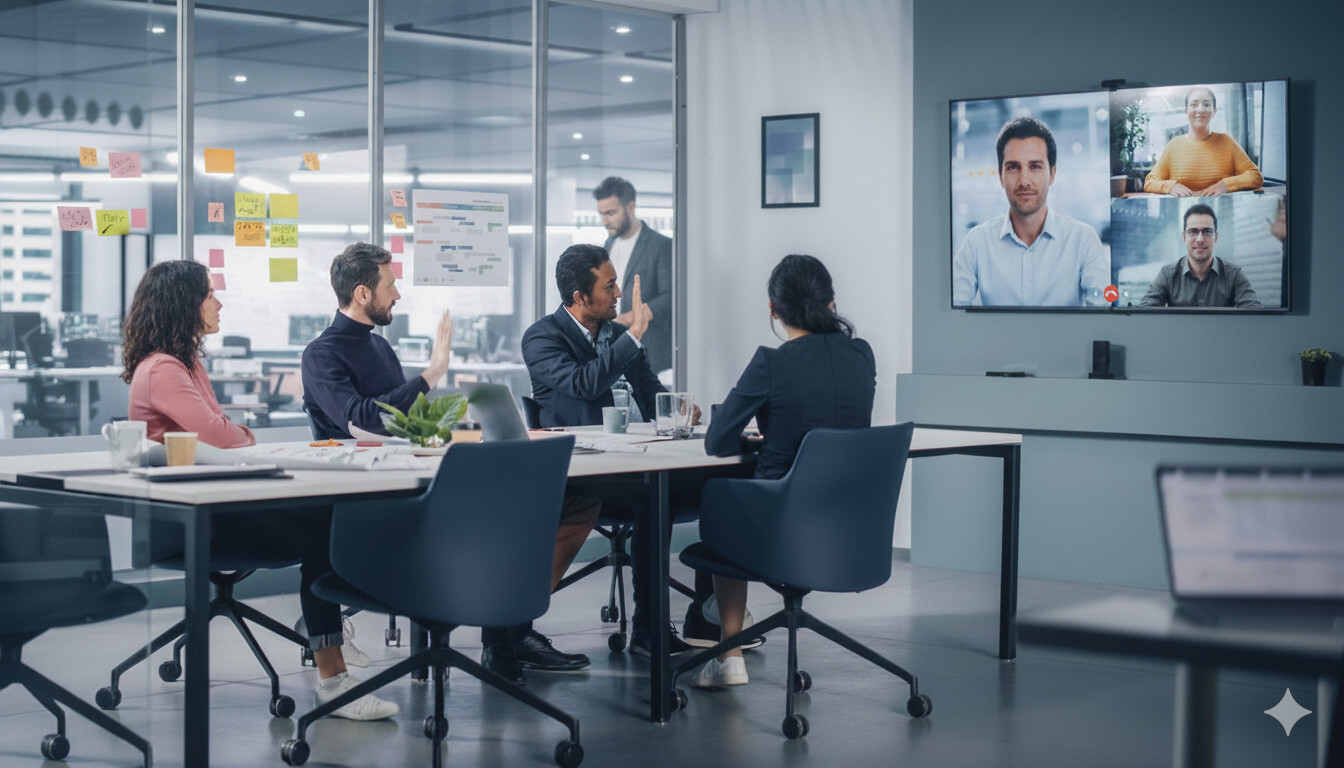 Equipo profesional de Cacique Technologies trabajando colaborativamente